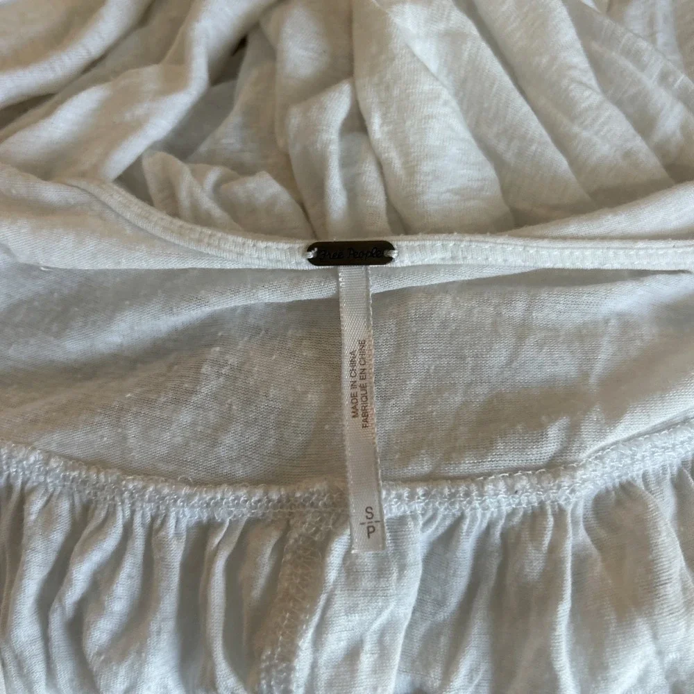 Free People Small White Top Babydoll V-Neck Festival Boho Peplum Oversized Shirt